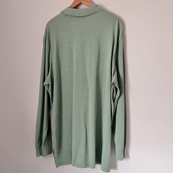 POLO GOLF Ralph Lauren Pima Cotton Long Sleeve 3 Button Polo Shirt Sage Green XL - Picture 6 of 8